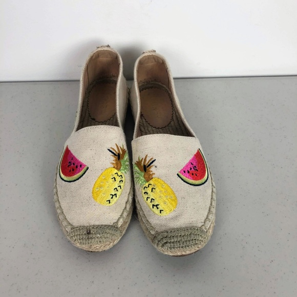 J.Crew Canvas Espadrilles Flats Embroidered Fruits - Picture 2 of 8